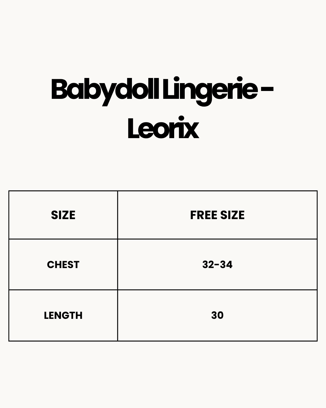 Size Chart for Babydoll Lingerie  - Leorix
