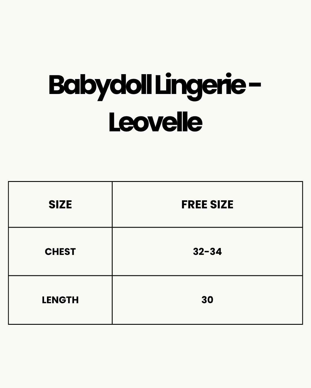 Size Chart for Babydoll Lingerie  - Leovelle