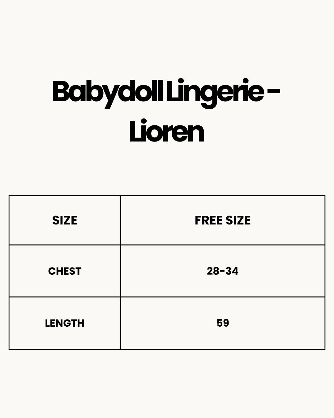 Size Chart for Babydoll Lingerie  - Lioren