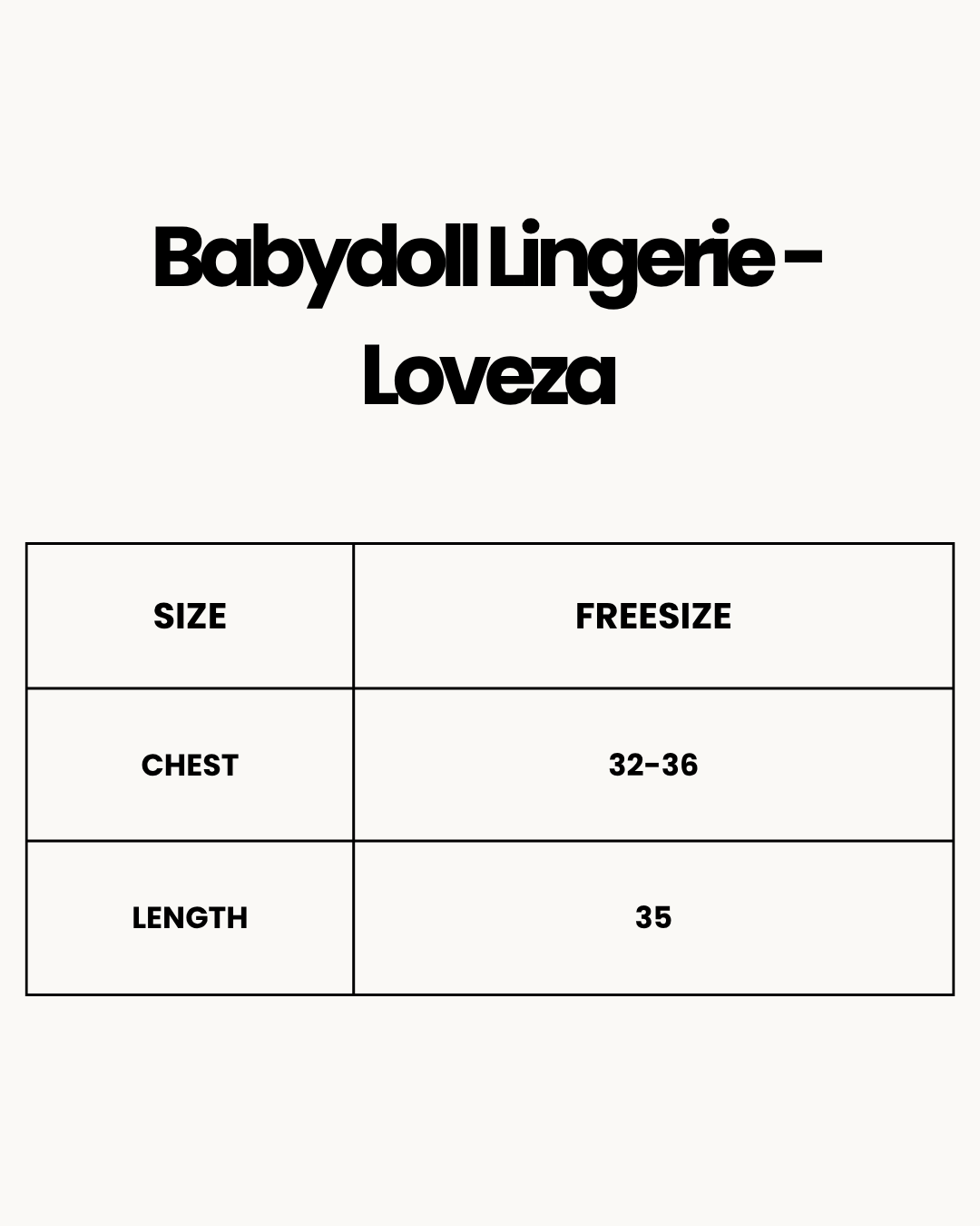 Size Chart for Babydoll Lingerie - Loveza