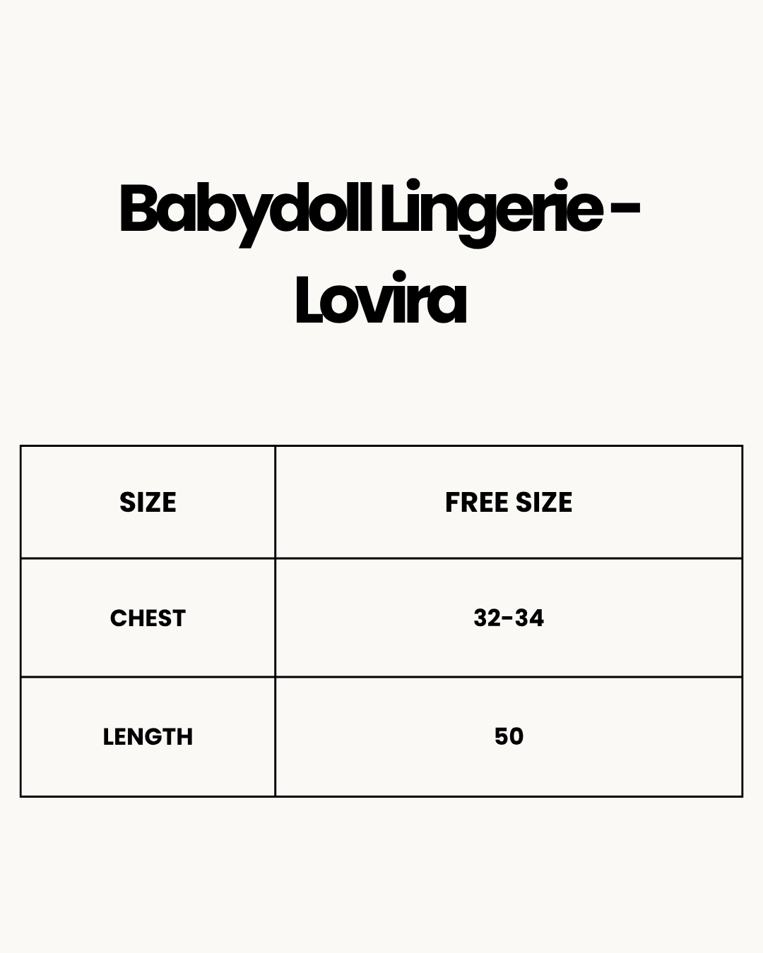 Size Chart for Babydoll Lingerie  - Lovira
