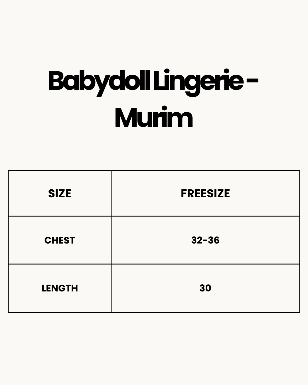 Size Chart for Babydoll Lingerie - Murim - Red