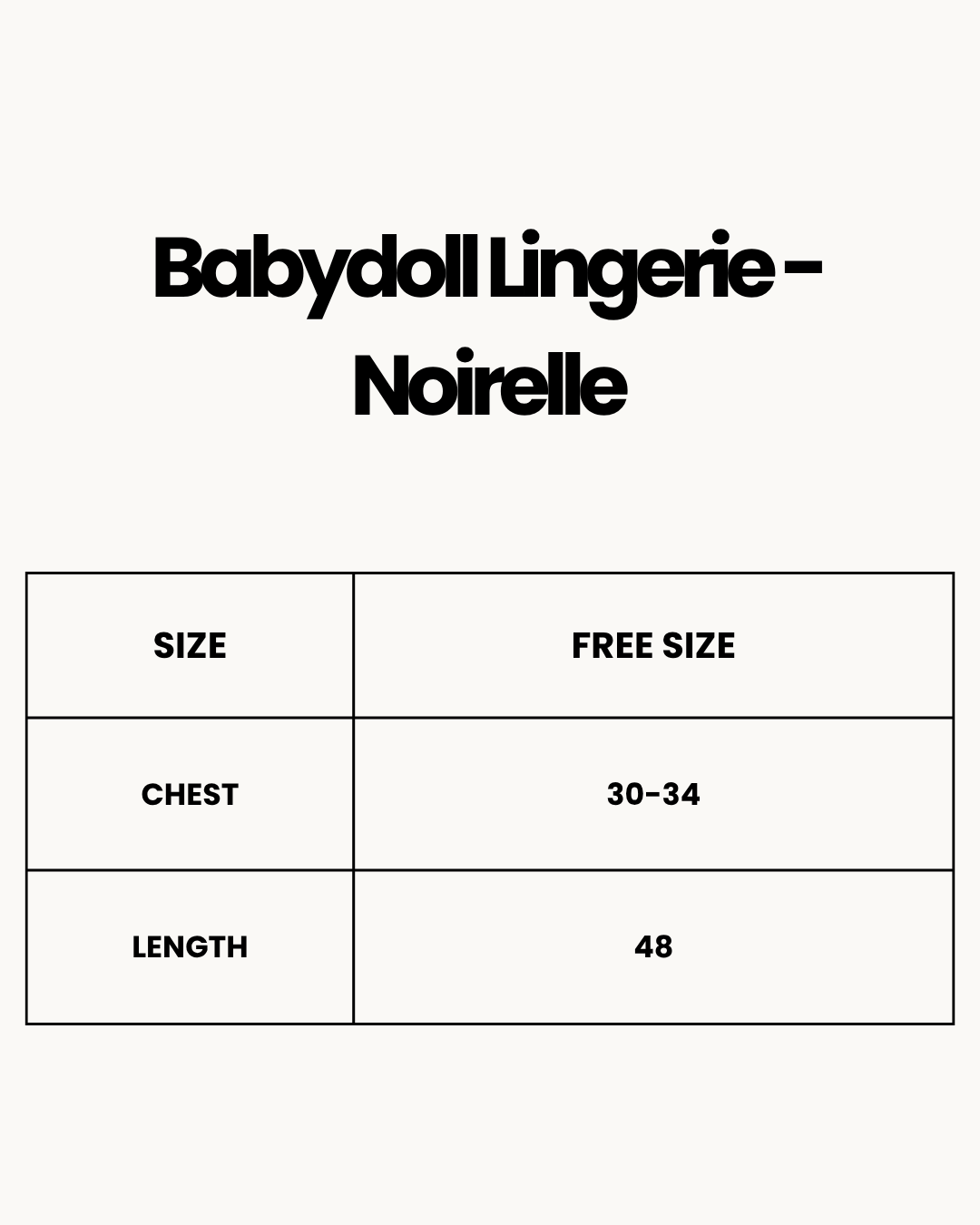 Size Chart for Babydoll Lingerie  - Noirelle - Red