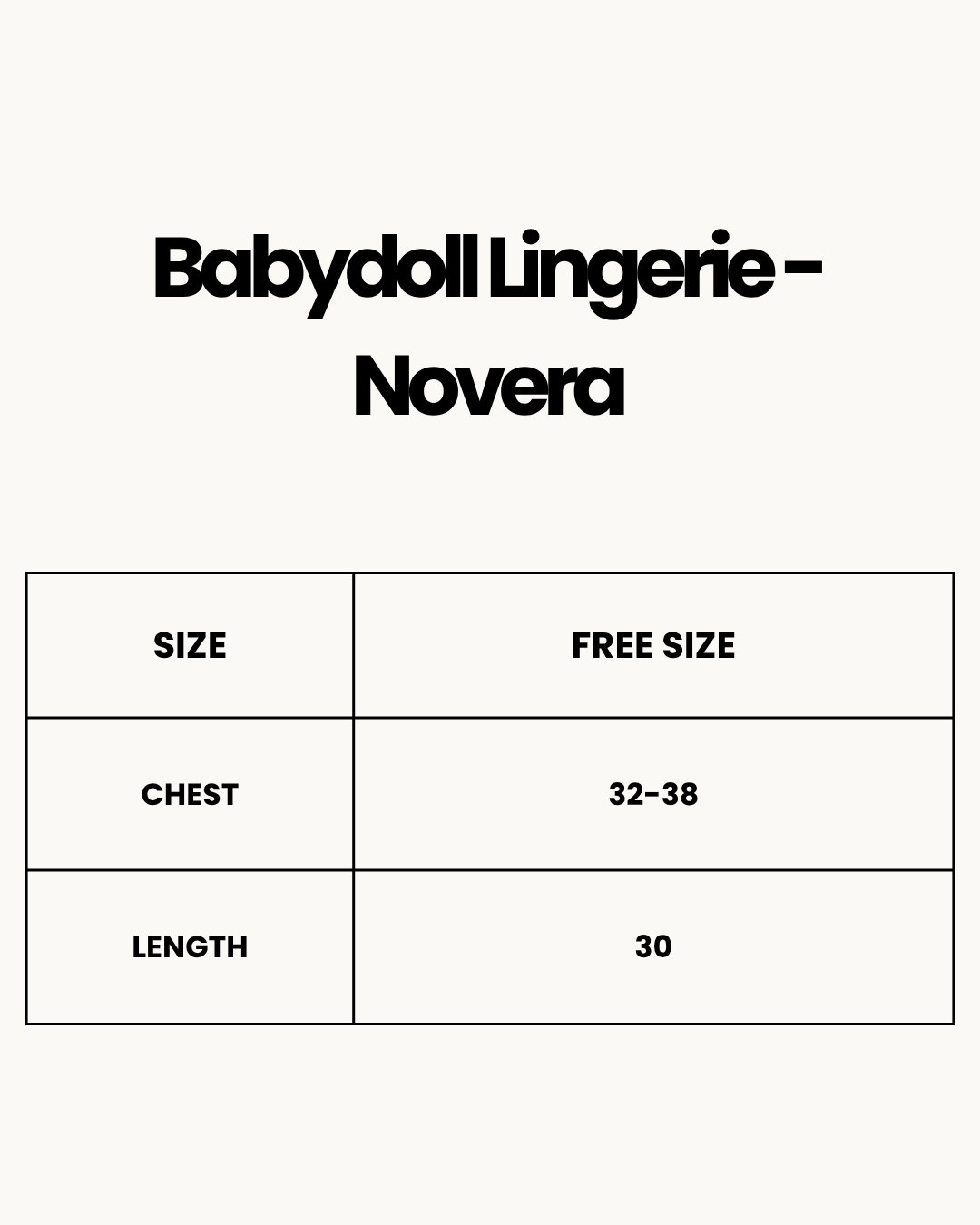 Size Chart for Babydoll Lingerie  - Novera - White