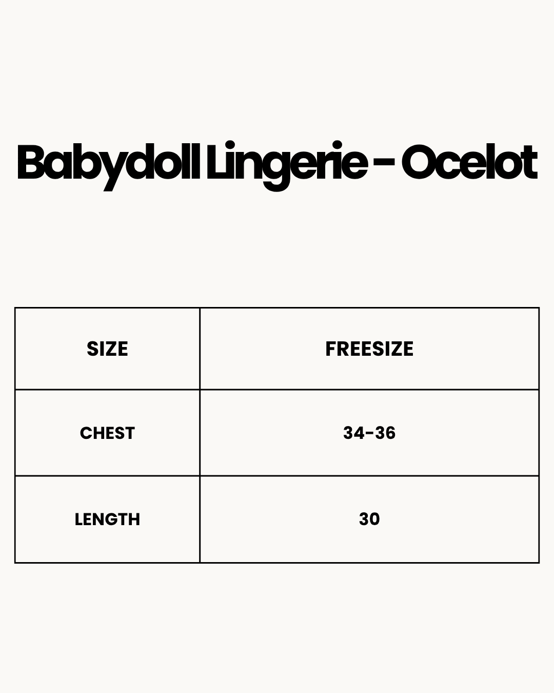 Size Chart for Babydoll Lingerie - Ocelot