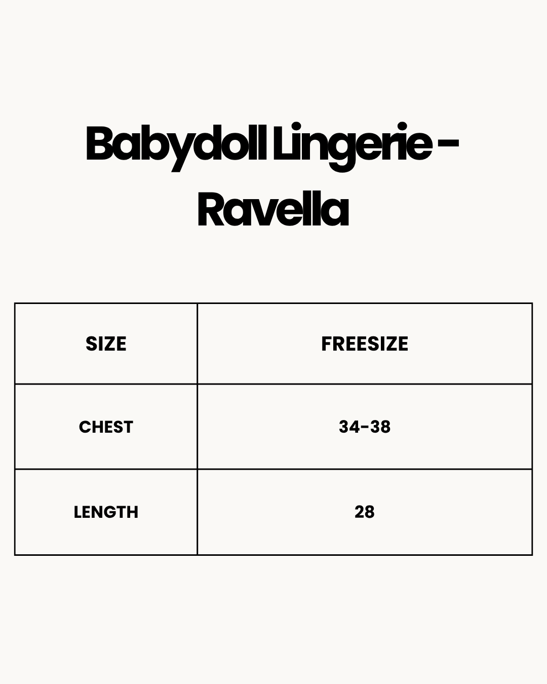Size Chart for Babydoll Lingerie - Ravella