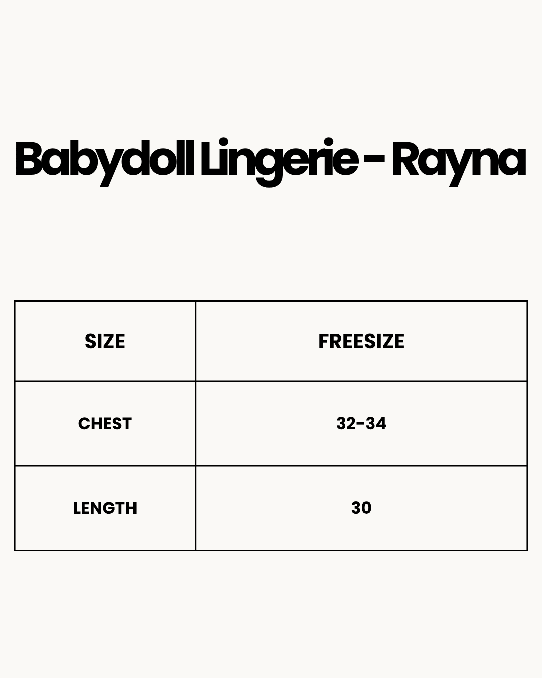 Size Chart for Babydoll Lingerie - Rayna - Maroon