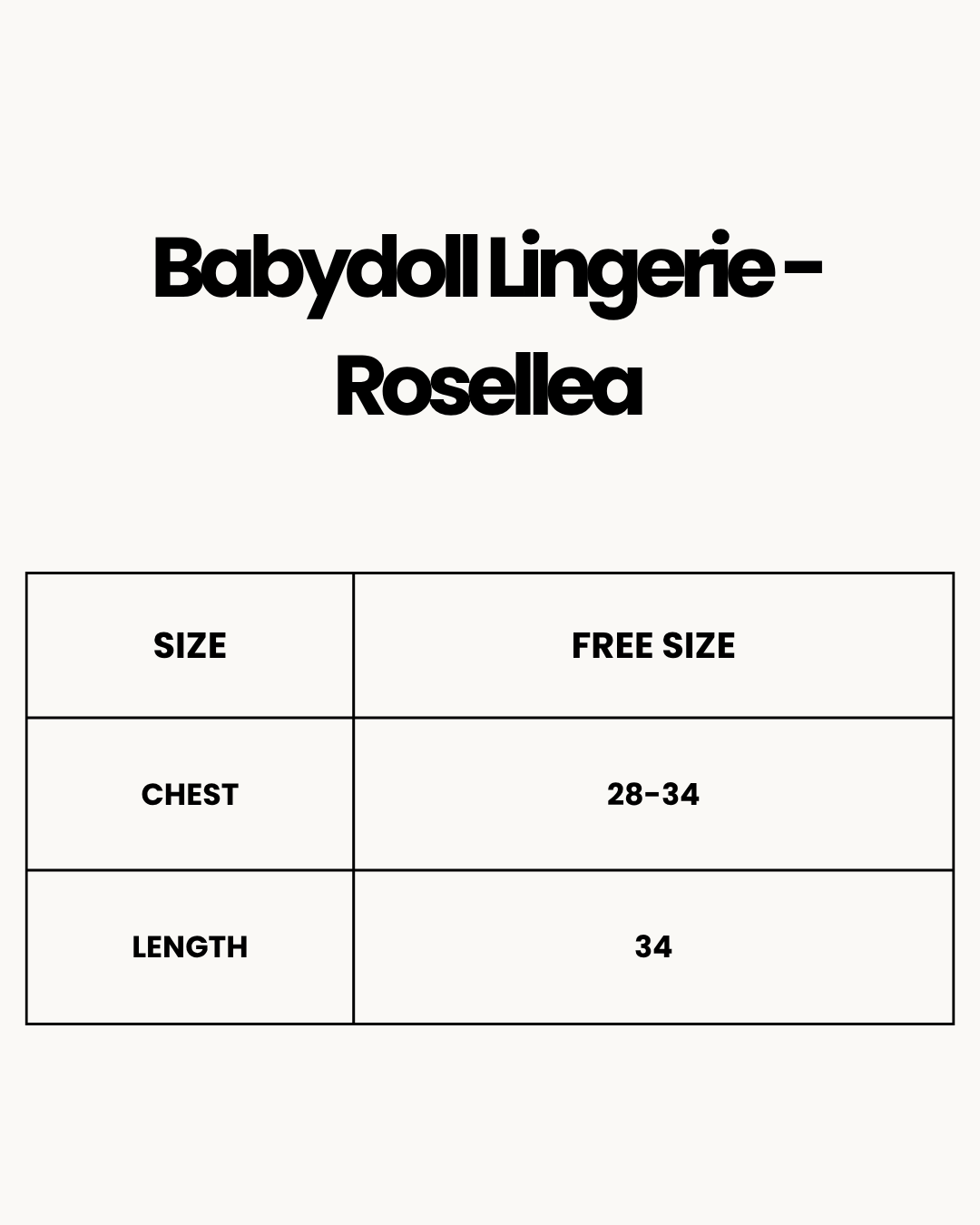 Size Chart for Babydoll Lingerie  - Rosellea