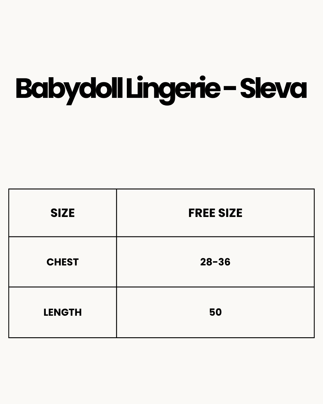 Size Chart for Babydoll Lingerie  - Sleva