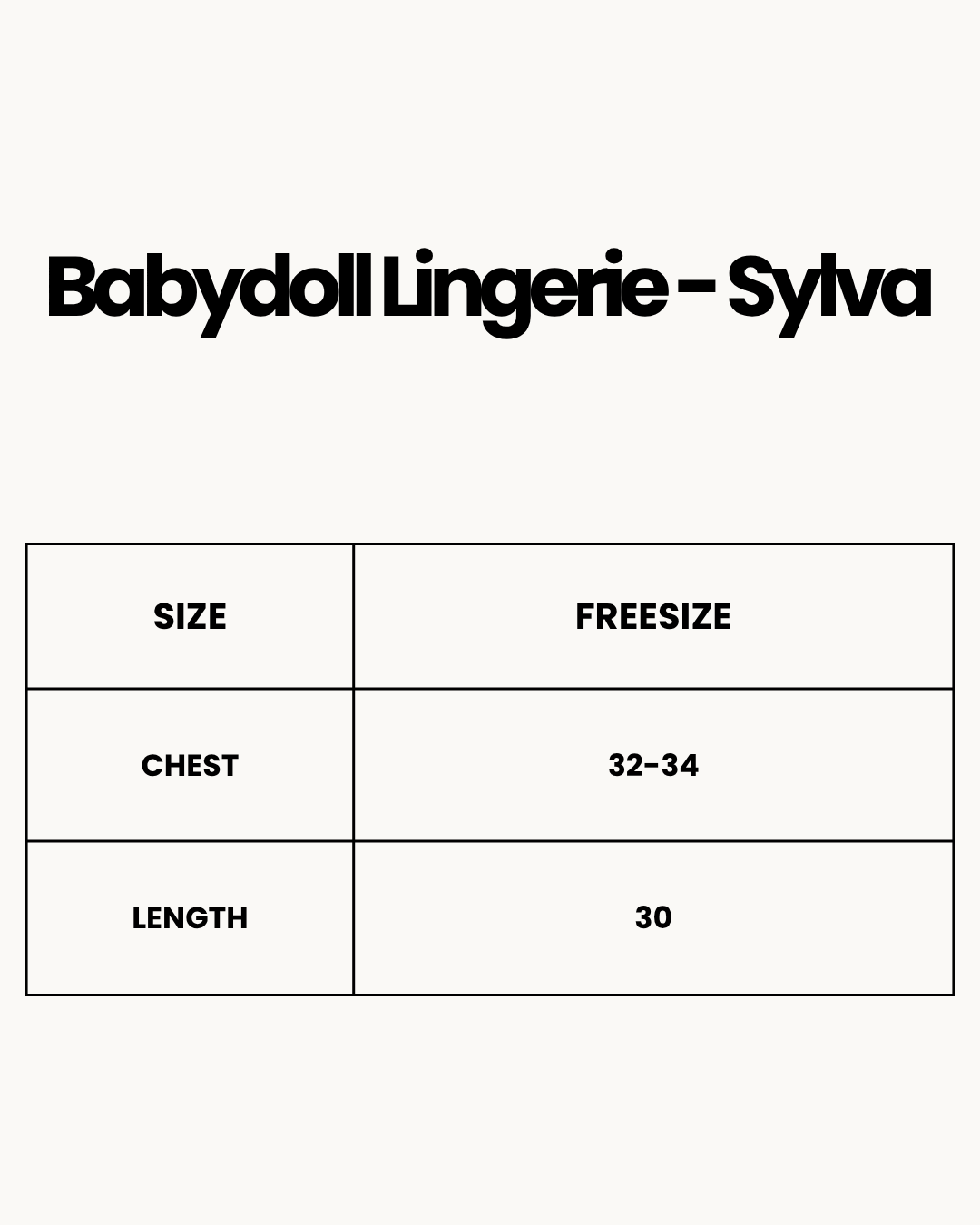 Size Chart for Babydoll Lingerie - Sylva - Maroon