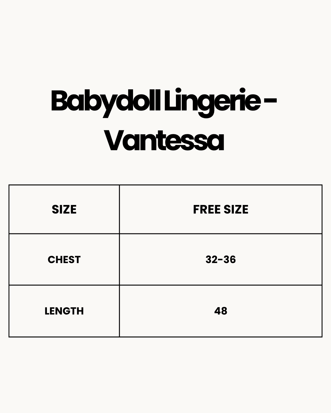Size Chart for Babydoll Lingerie - Vantessa - Red