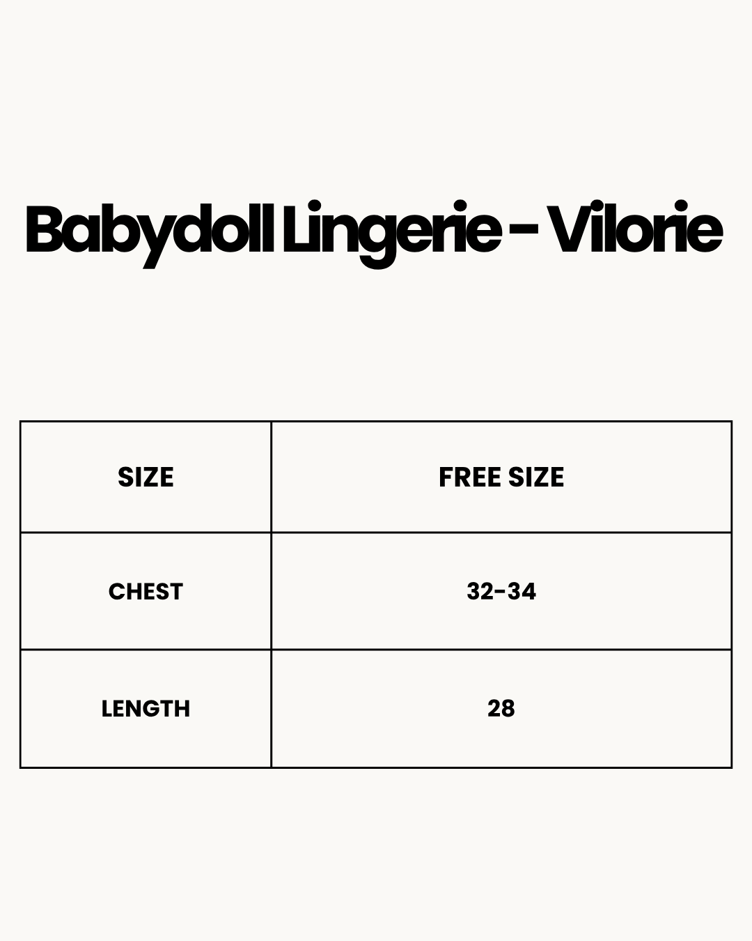 Size Chart for Babydoll Lingerie - Vilorie