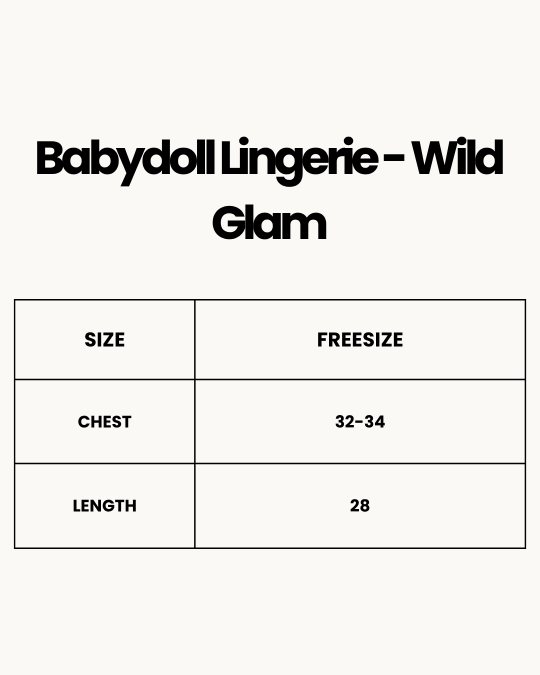 Size Chart for Babydoll Lingerie - Wild Glam