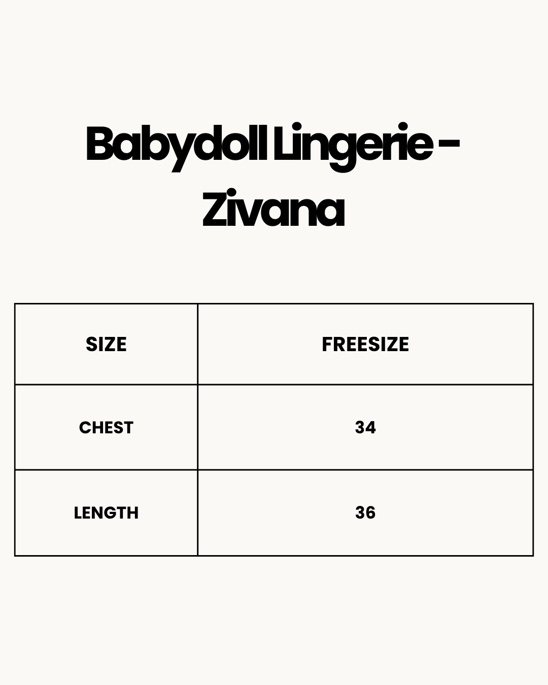 Size Chart for Babydoll Lingerie - Zivana