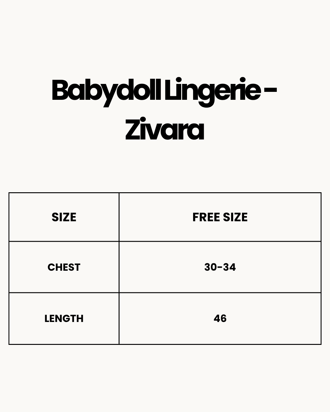 Size Chart for Babydoll Lingerie  - Zivara