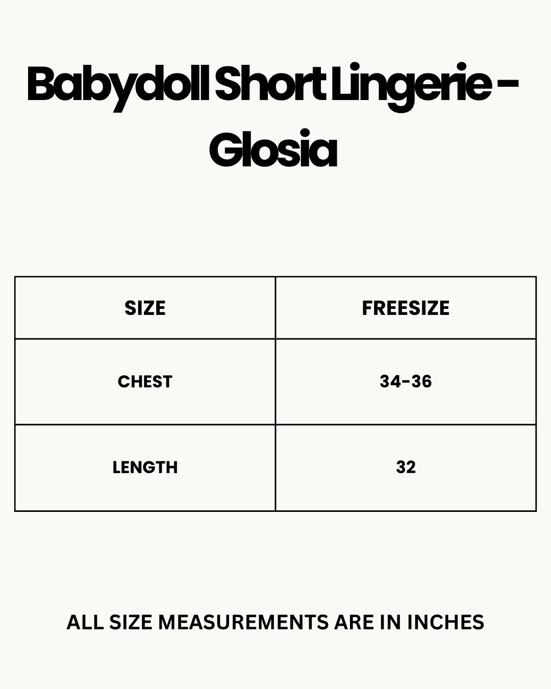 Size Chart for Babydoll Short Lingerie - Glosia - Leopard Print