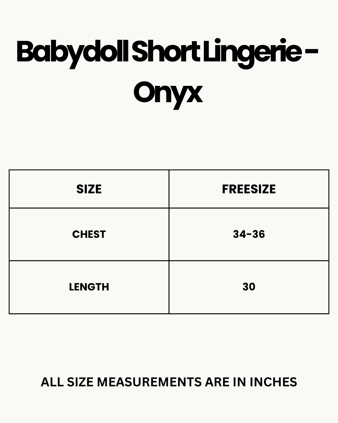 Size Chart for Babydoll Short Lingerie - Onyx - Red