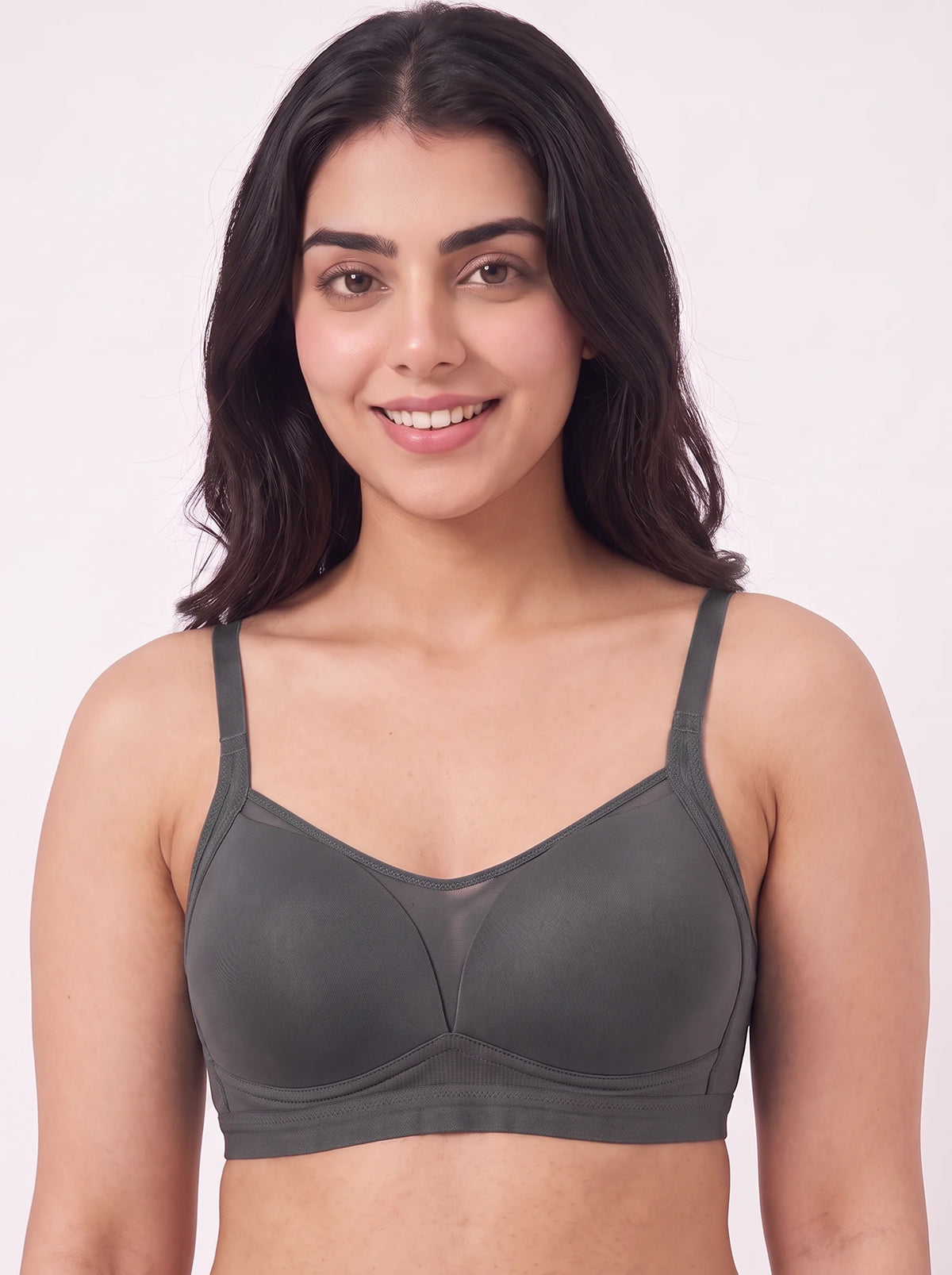 Light Padded Non-Wired T-Shirt Bra - Belle - Charcoal