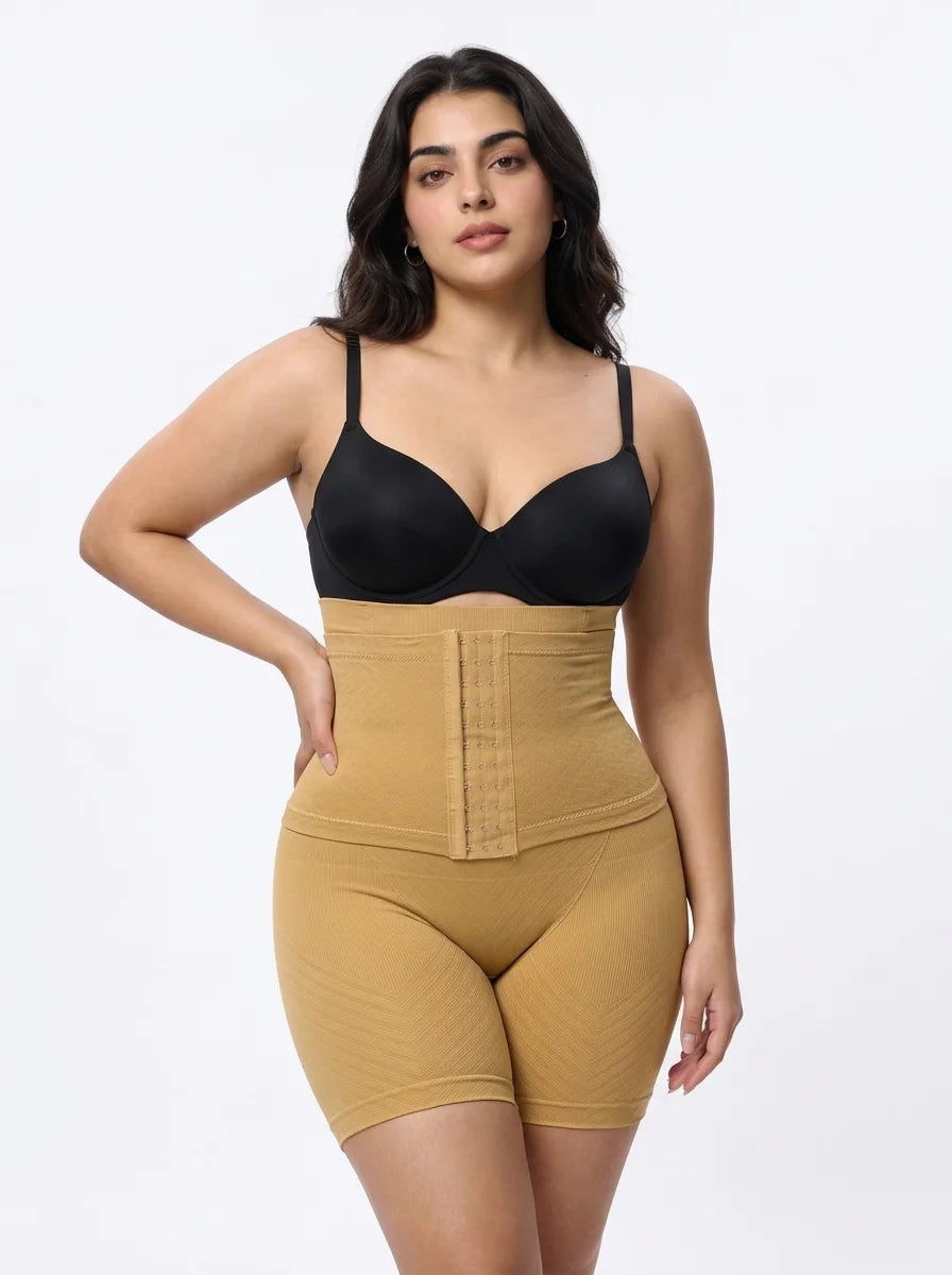 Belly Buckle Half Body High Waist Body Shaper - Skin