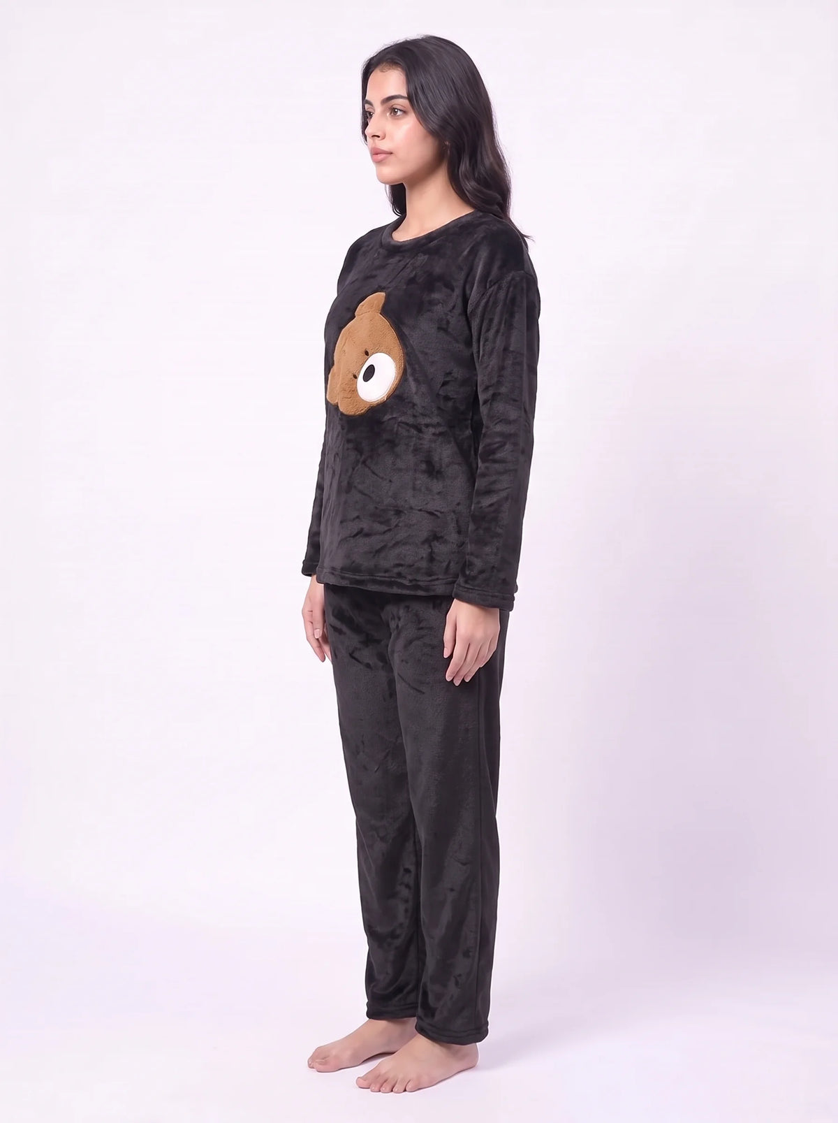 Fleece Pajama Suit Bear - Black