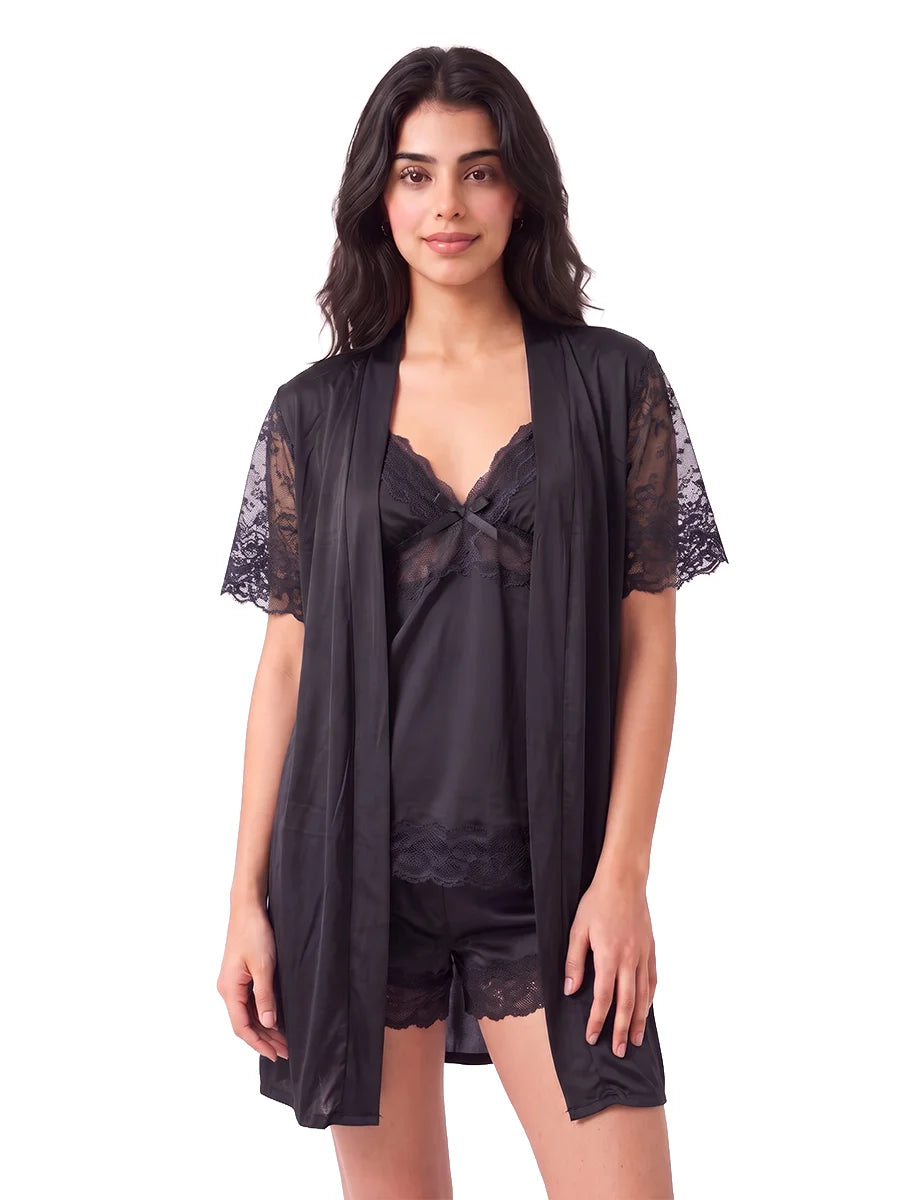 3-Piece Gown Set - Marina - Black