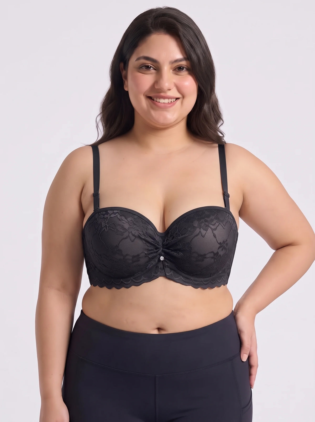 Padded Underwired Push-up Bra - Flowia - Black