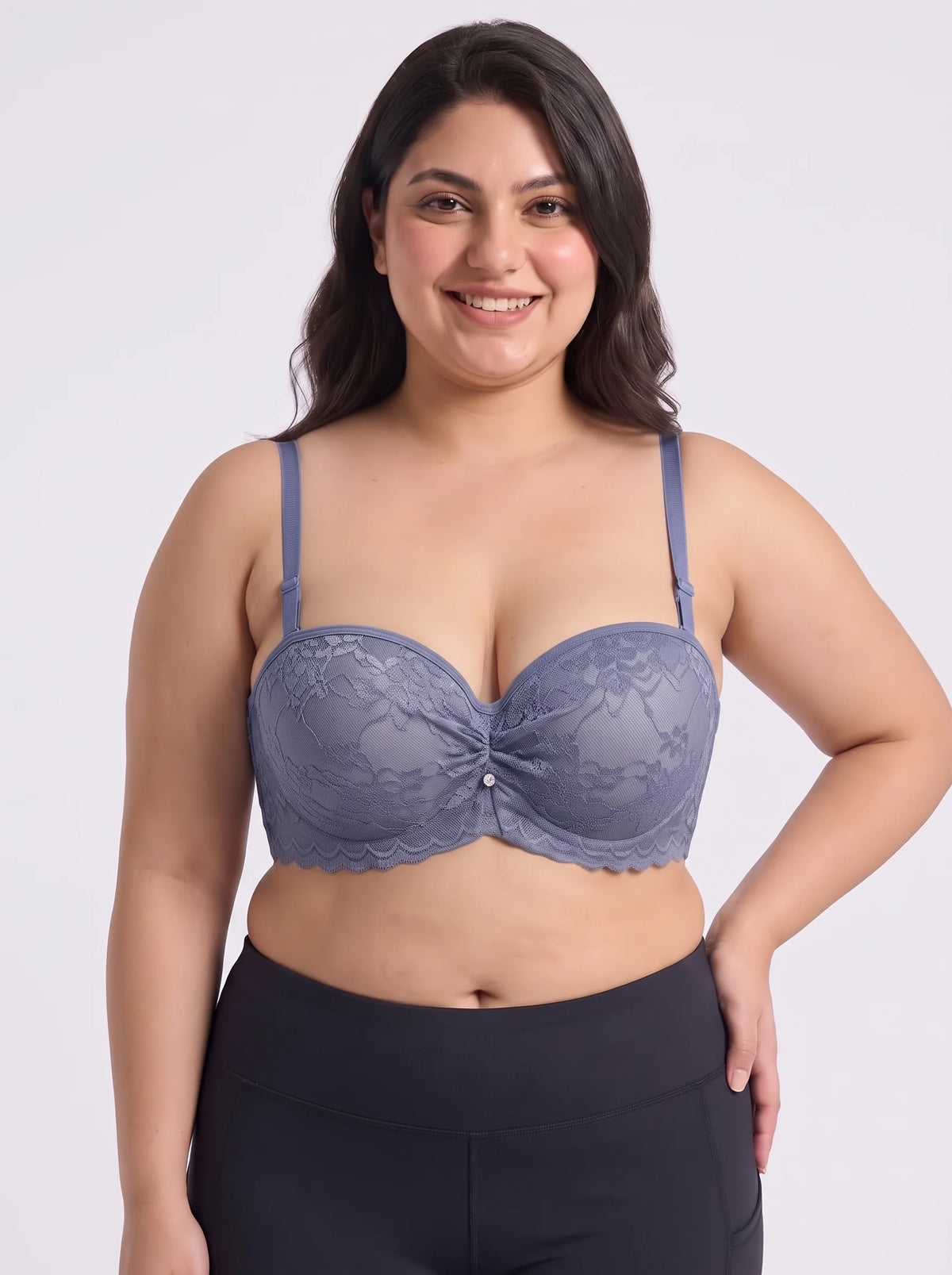Padded Underwired Push-up Bra - Flowia - Grey