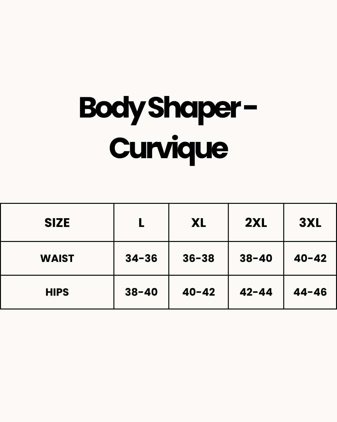 Size Chart for Body Shaper - Curvique