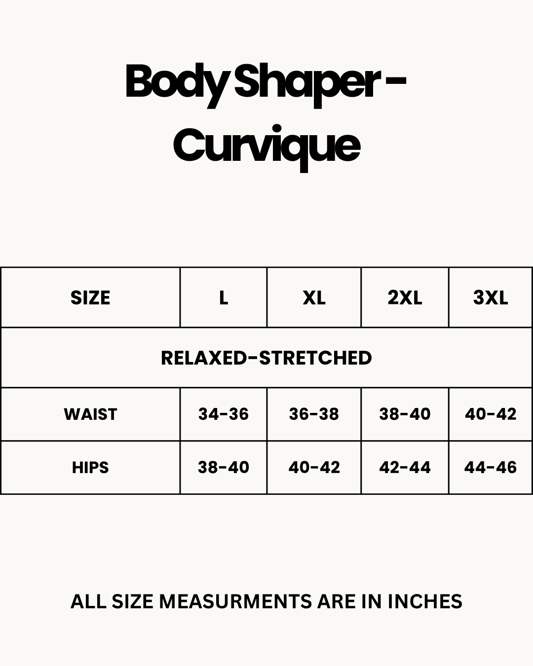 Size Chart for Body Shaper - Curvique