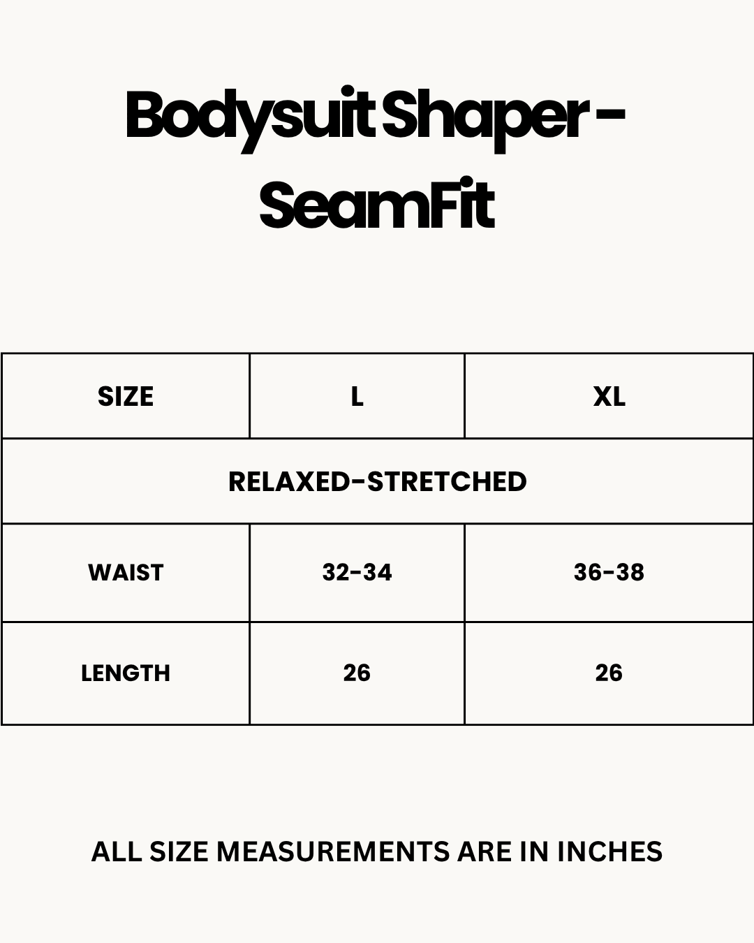 Size Chart for Bodysuit Shaper - SeamFit