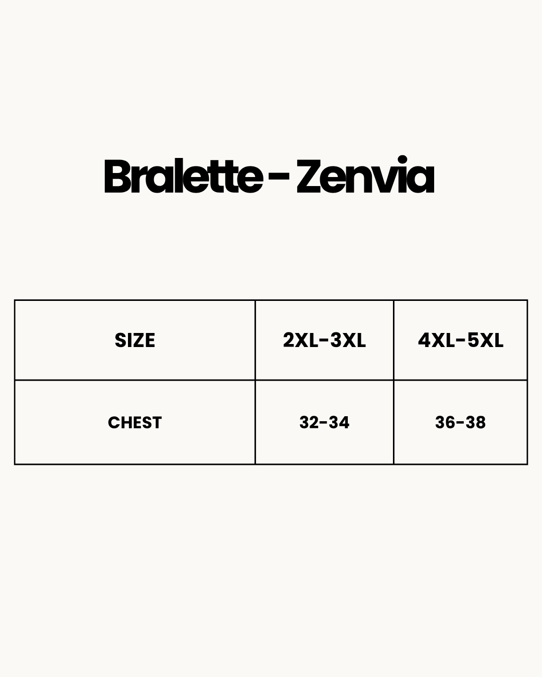 Size Chart for Bralette - Zenvia