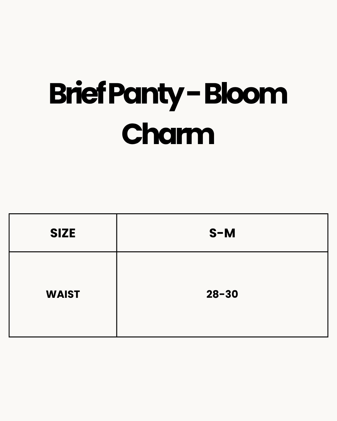 Size Chart for Brief Panty - Bloom Charm - Black