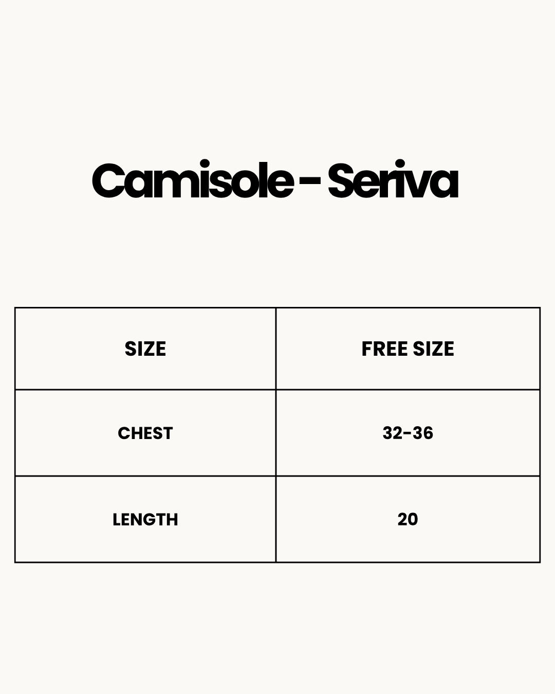 Size Chart for Camisole - Seriva