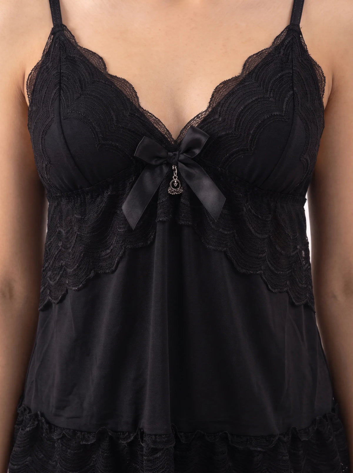 Carmen 2pcs Net Embroidered Cami Set - Black