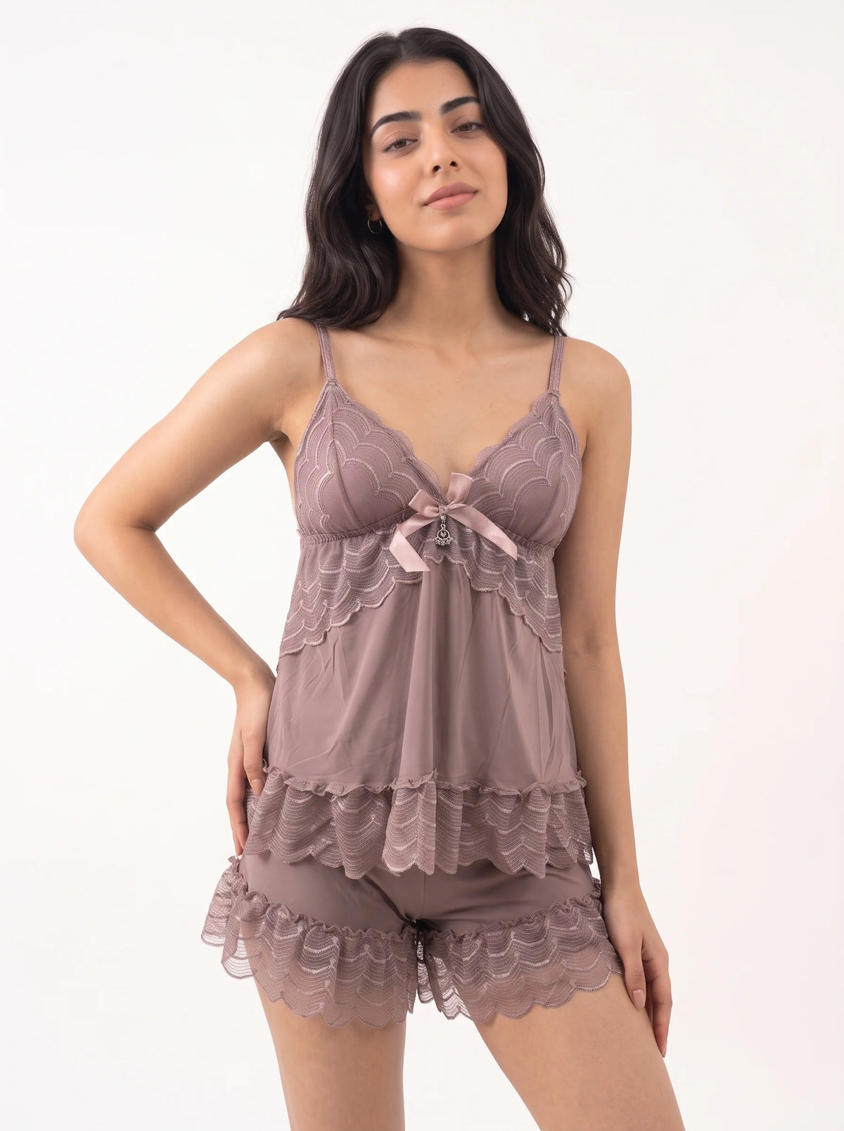 Carmen 2pcs Net Embroidered Cami Set