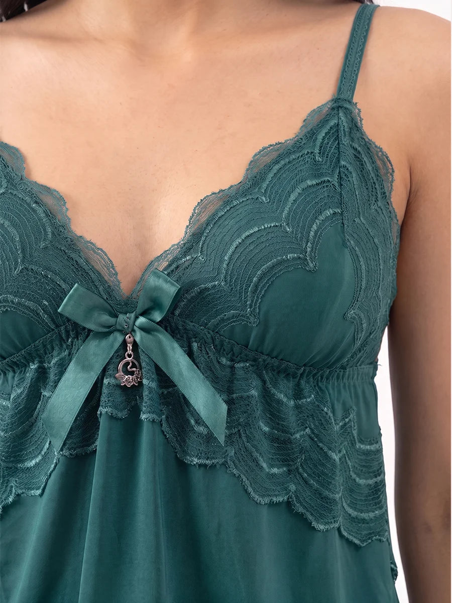 Carmen 2pcs Net Embroidered Cami Set - Green