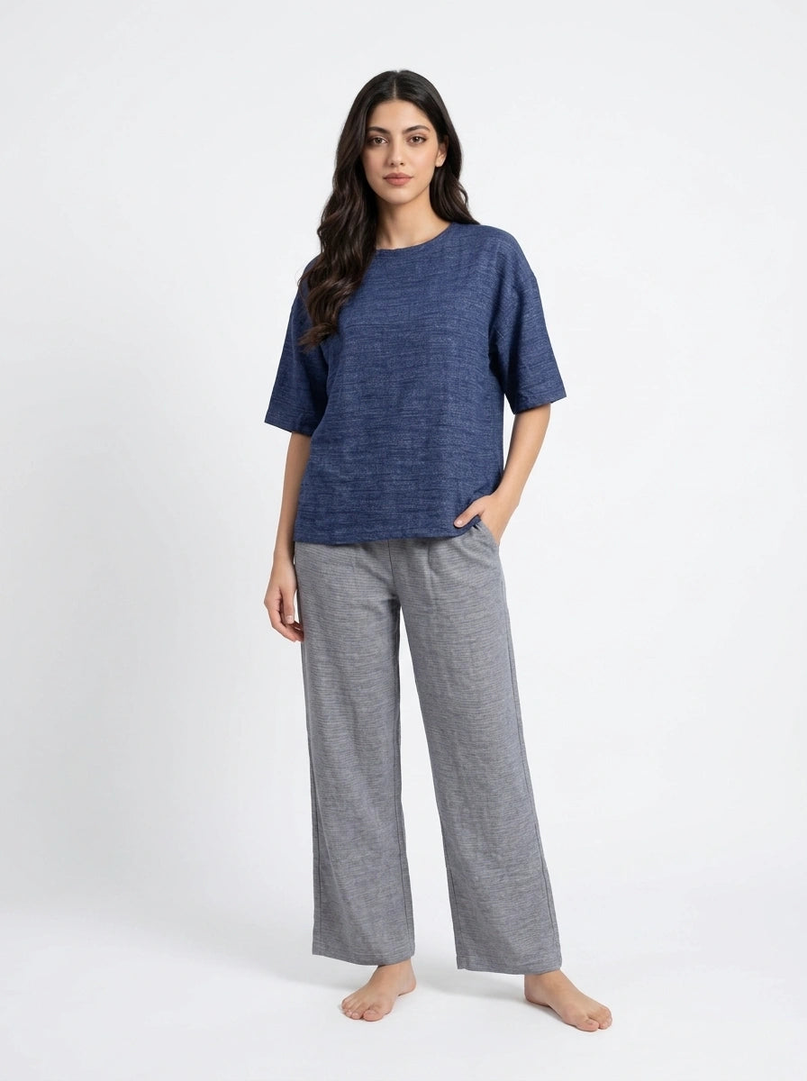 Cotton PJ Set - Casual Comfort - Blue