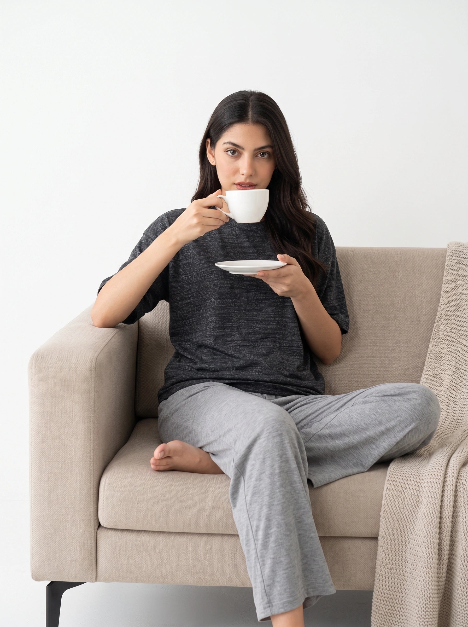 Cotton PJ Set - Casual Comfort - Black