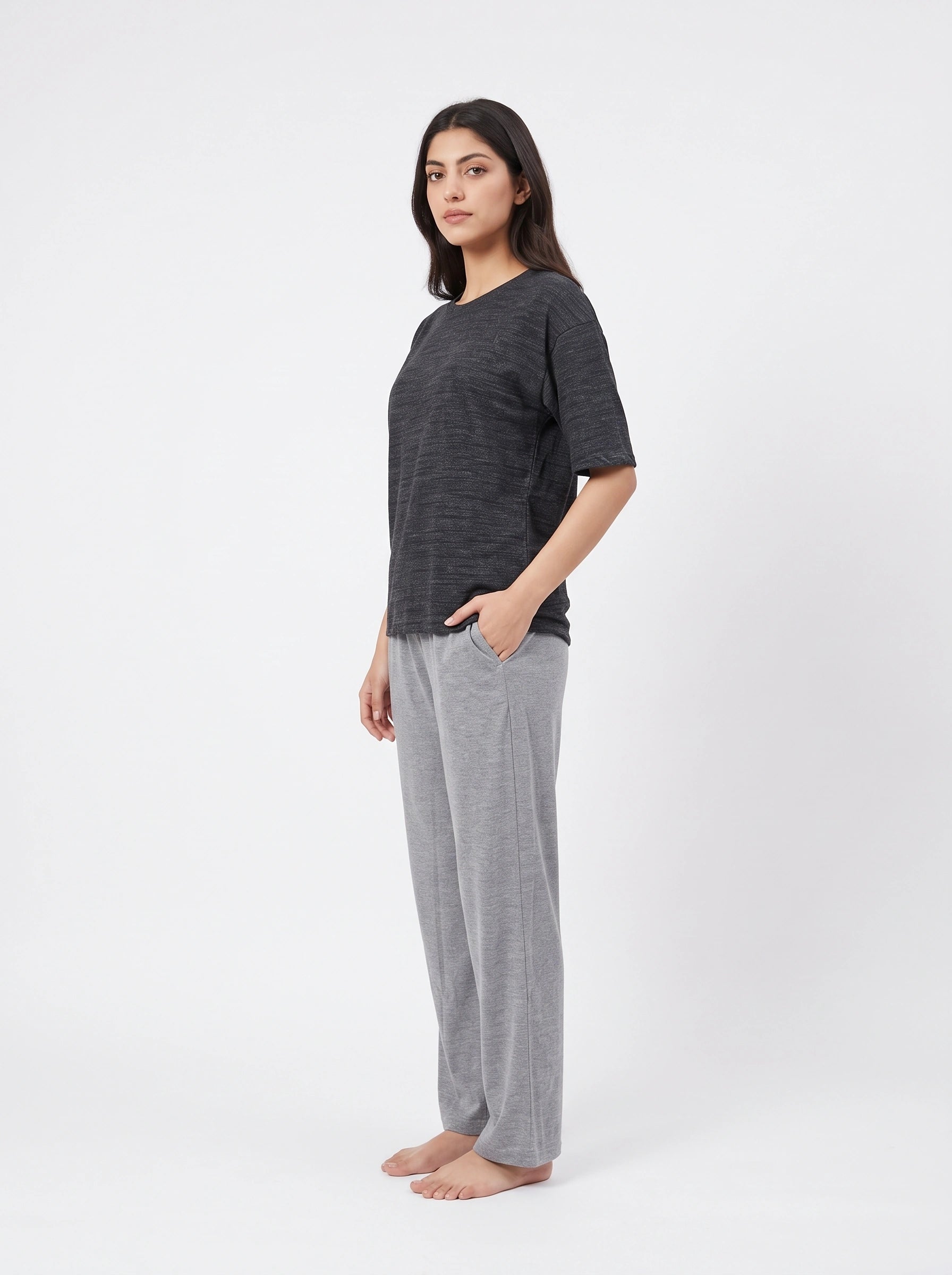 Cotton PJ Set - Casual Comfort - Black