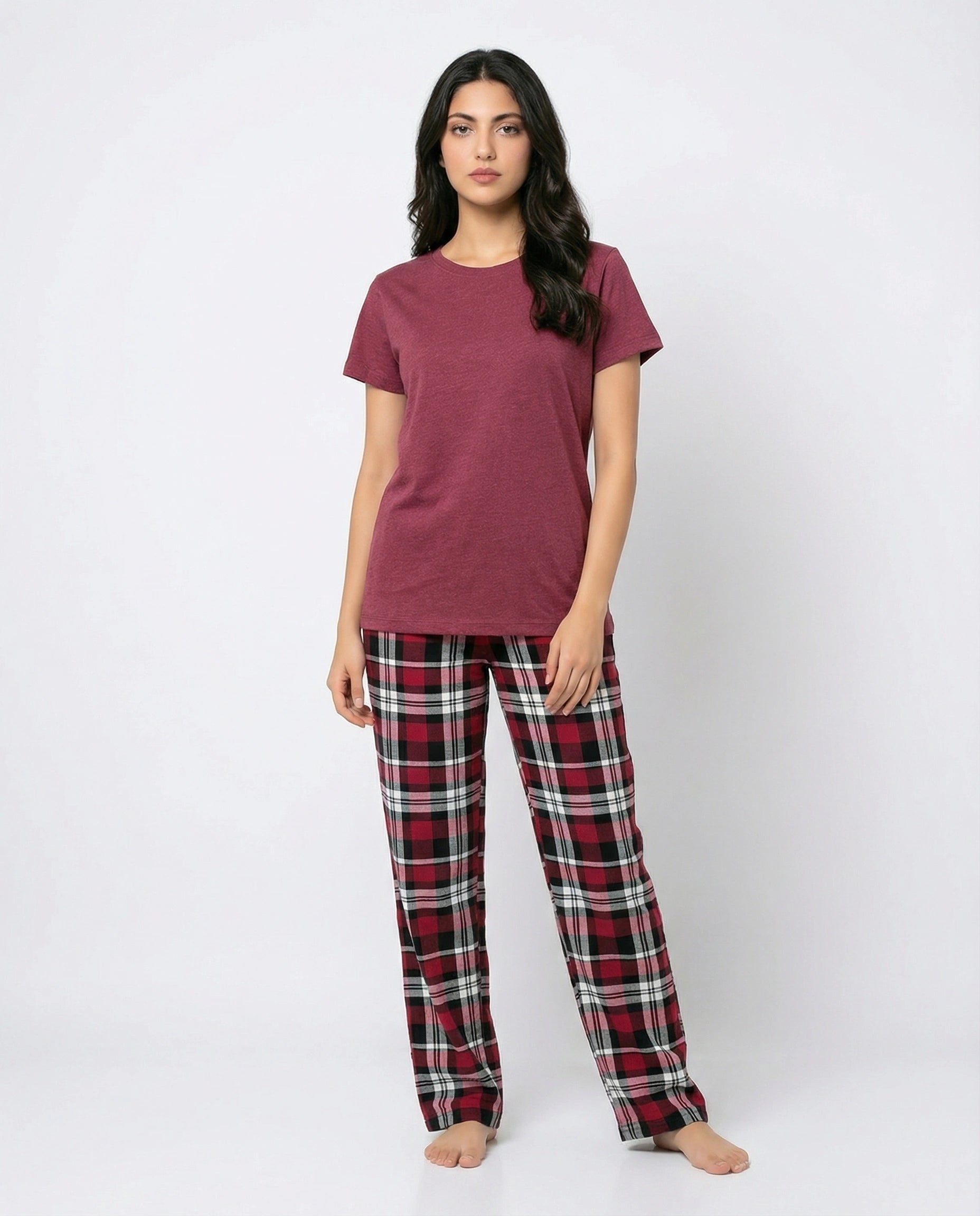 Cotton PJ Set - Check Nest - Red
