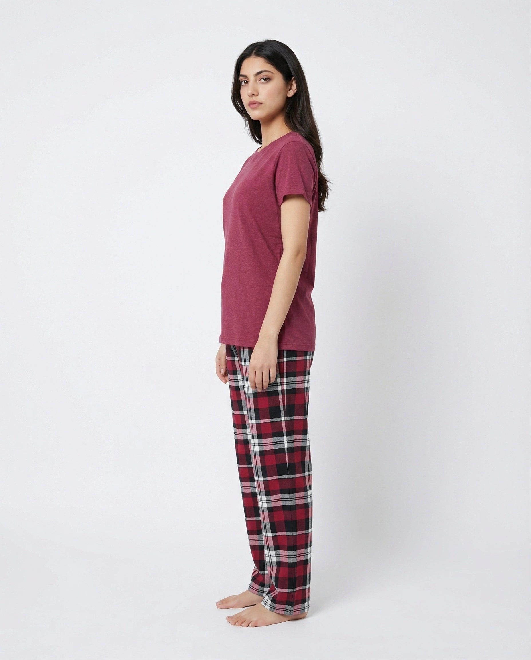 Cotton PJ Set - Check Nest - Red