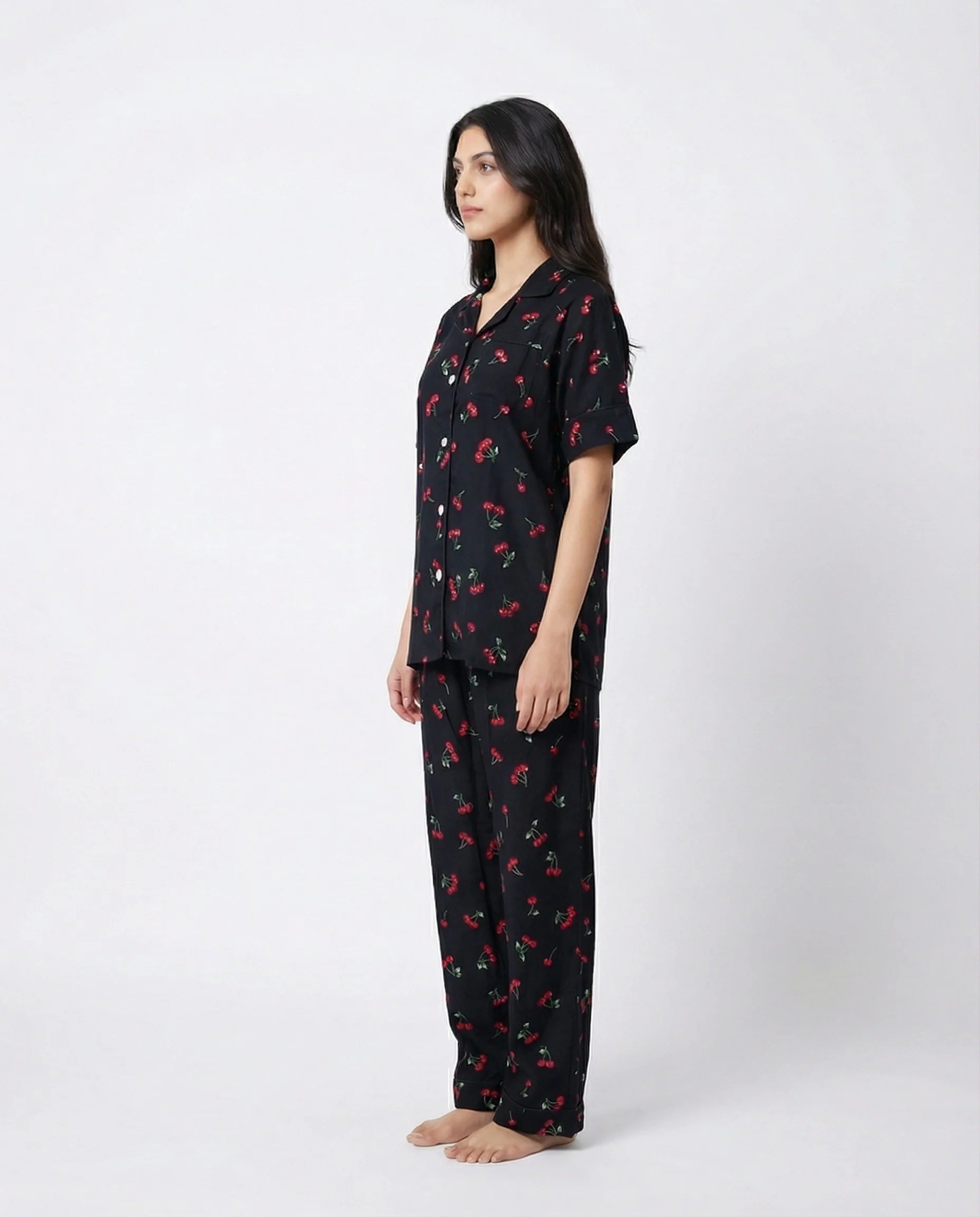 Linen Pajama Suit - Cherry Blossom