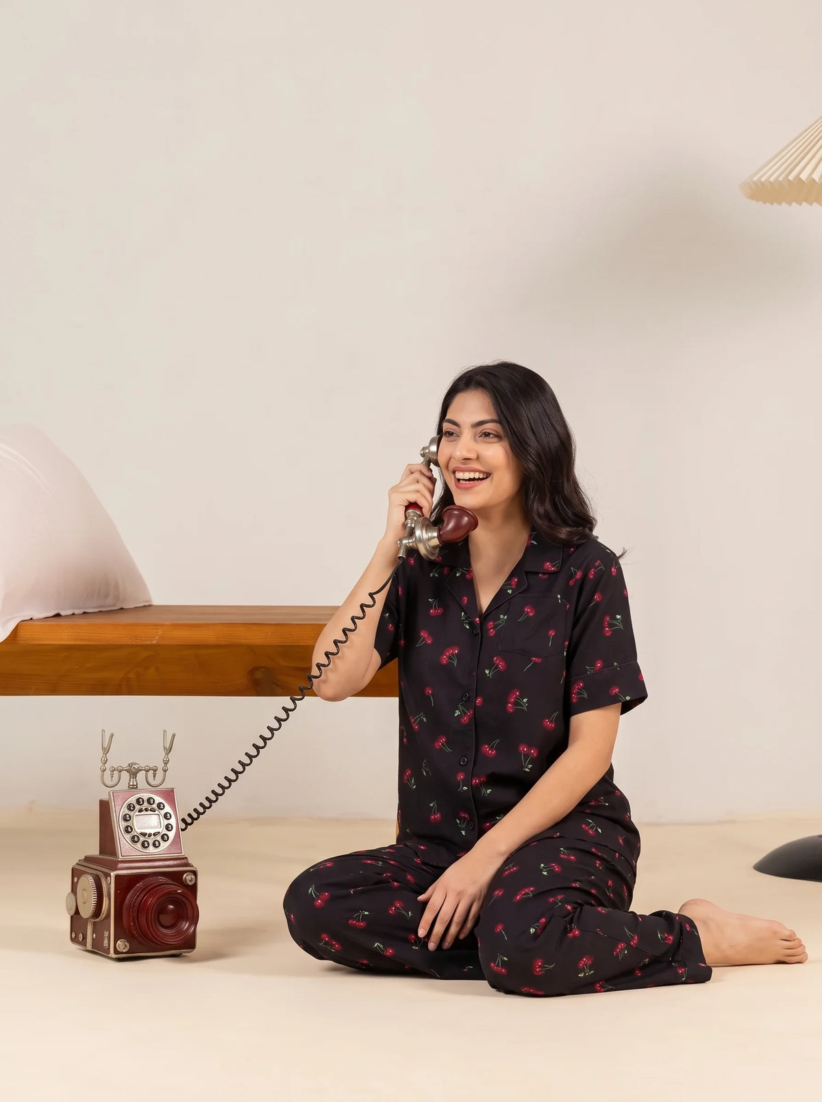 Linen Pajama Suit - Cherry Blossom