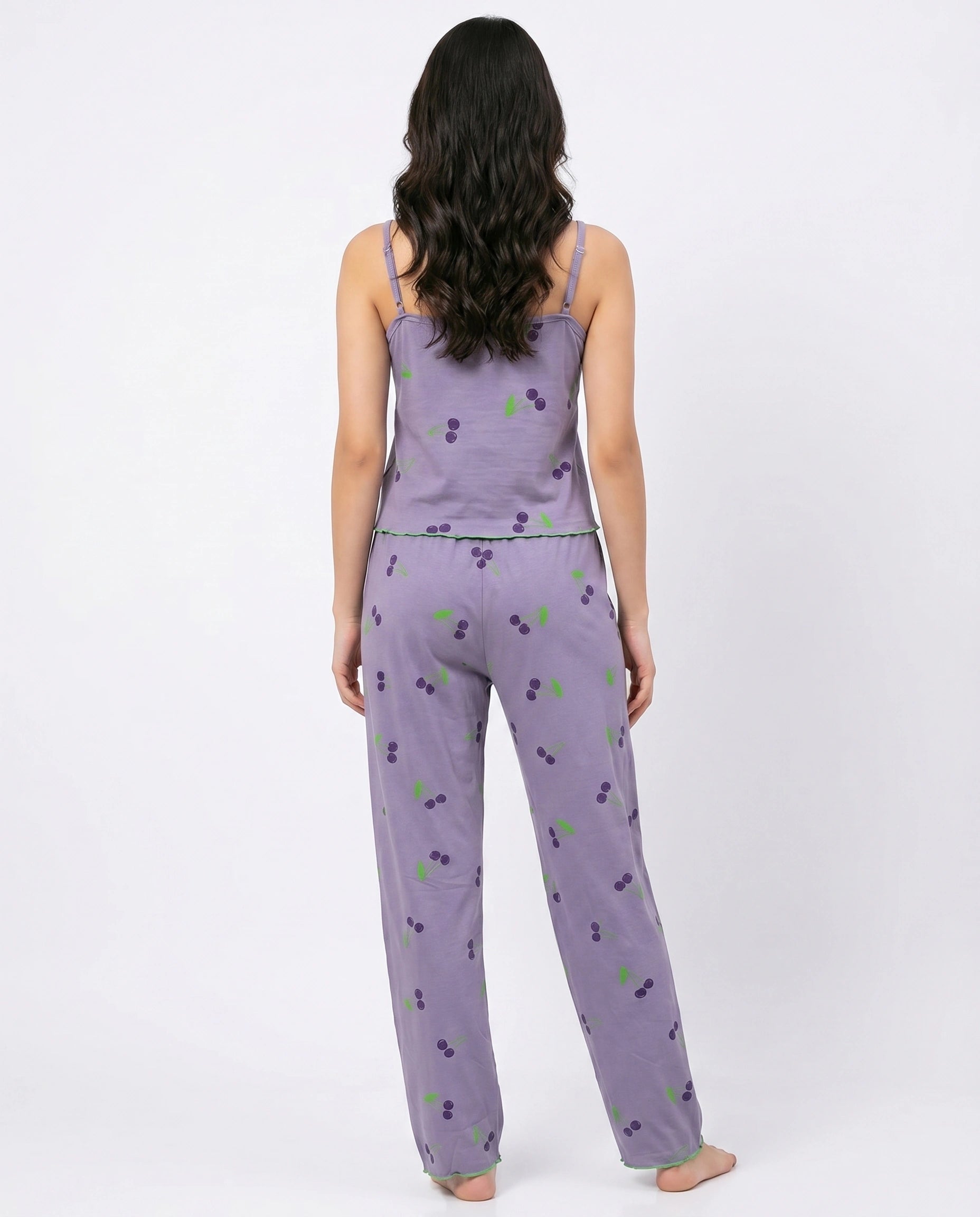 Cotton Sleeveless PJ Set - Cherry Bliss - Purple