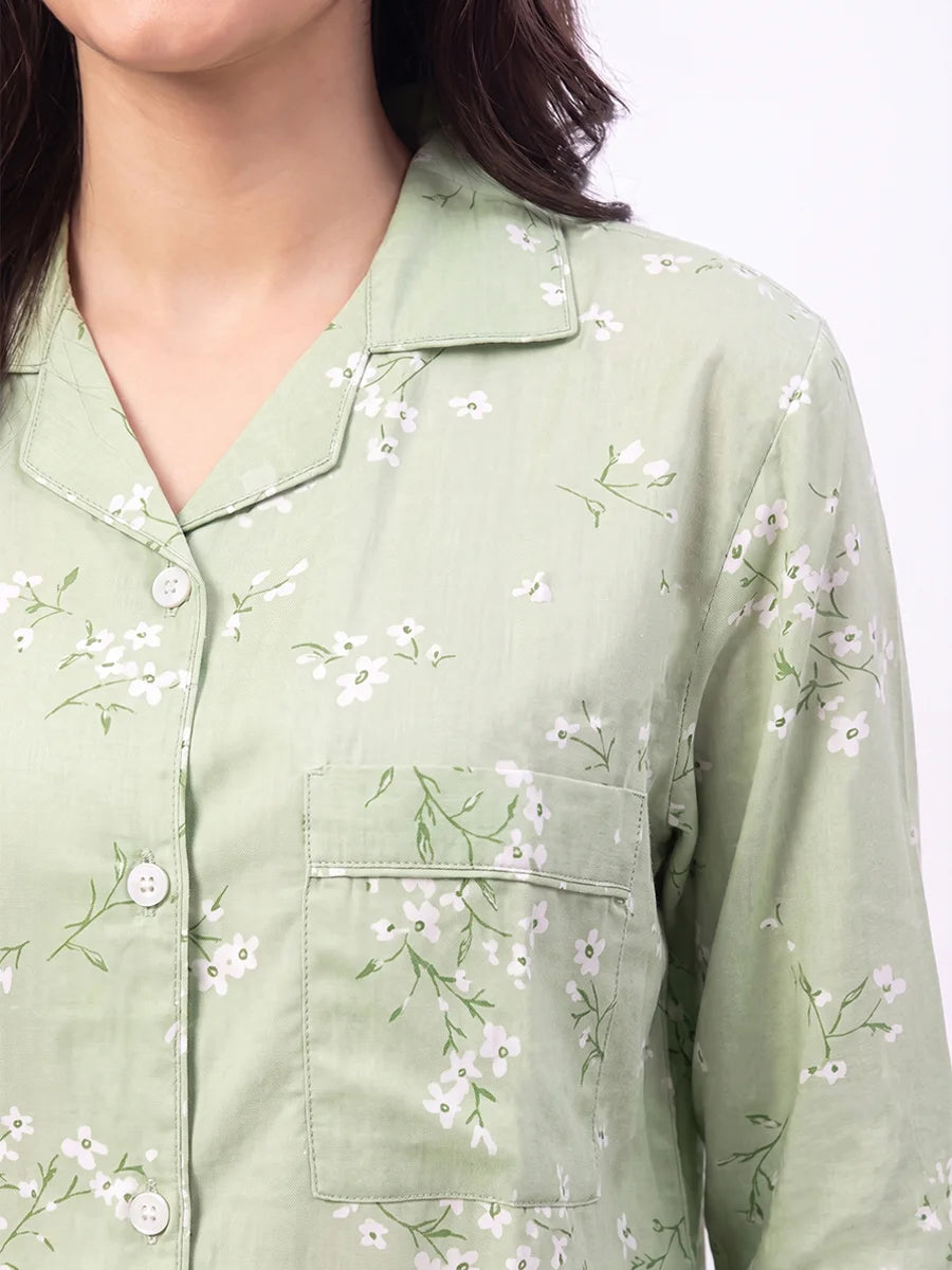 Cotton PJ Set - Floral Mint