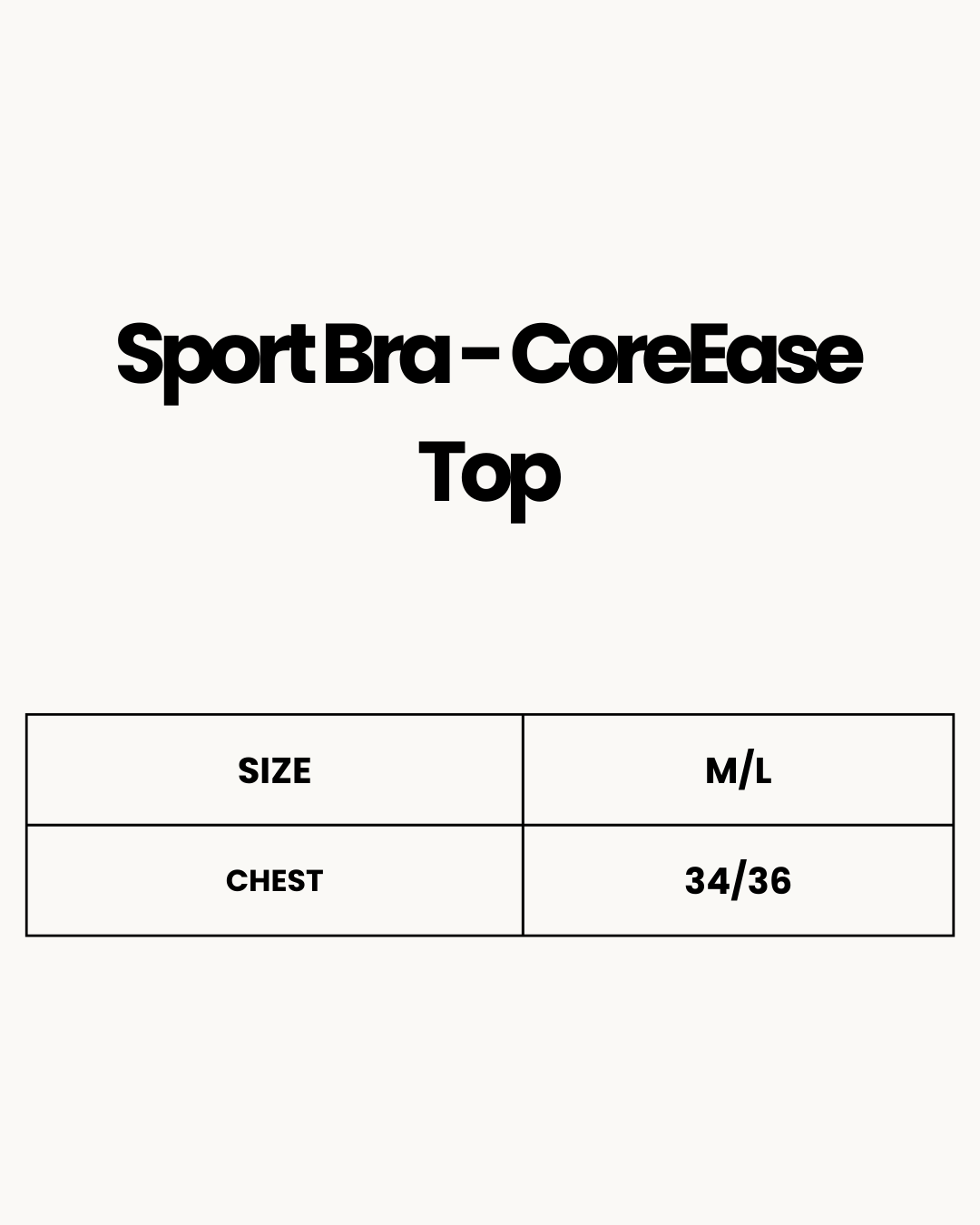 Size Chart for Sport Bra - CoreEase Top