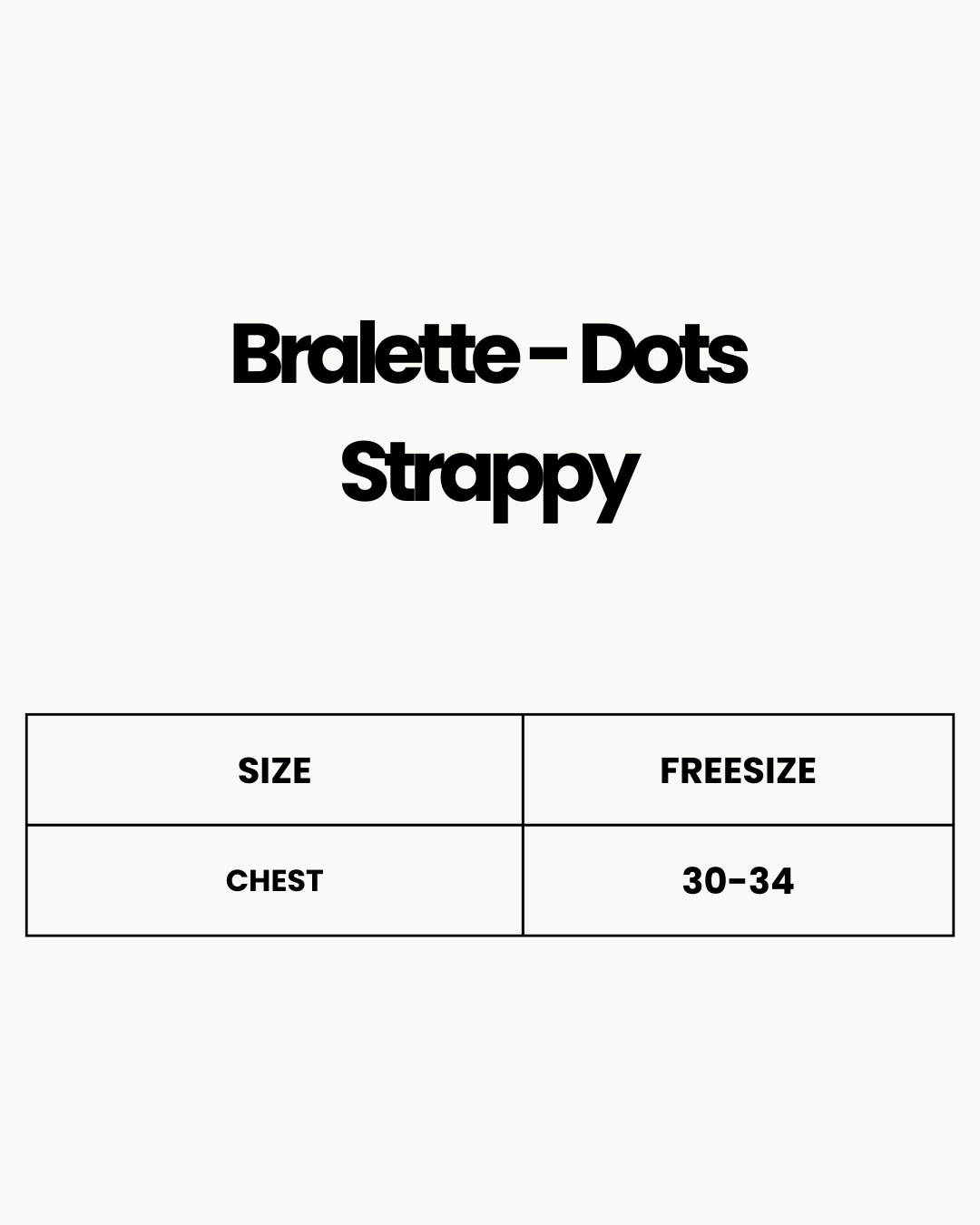 Size Chart for Bralette - Dots Strappy Black