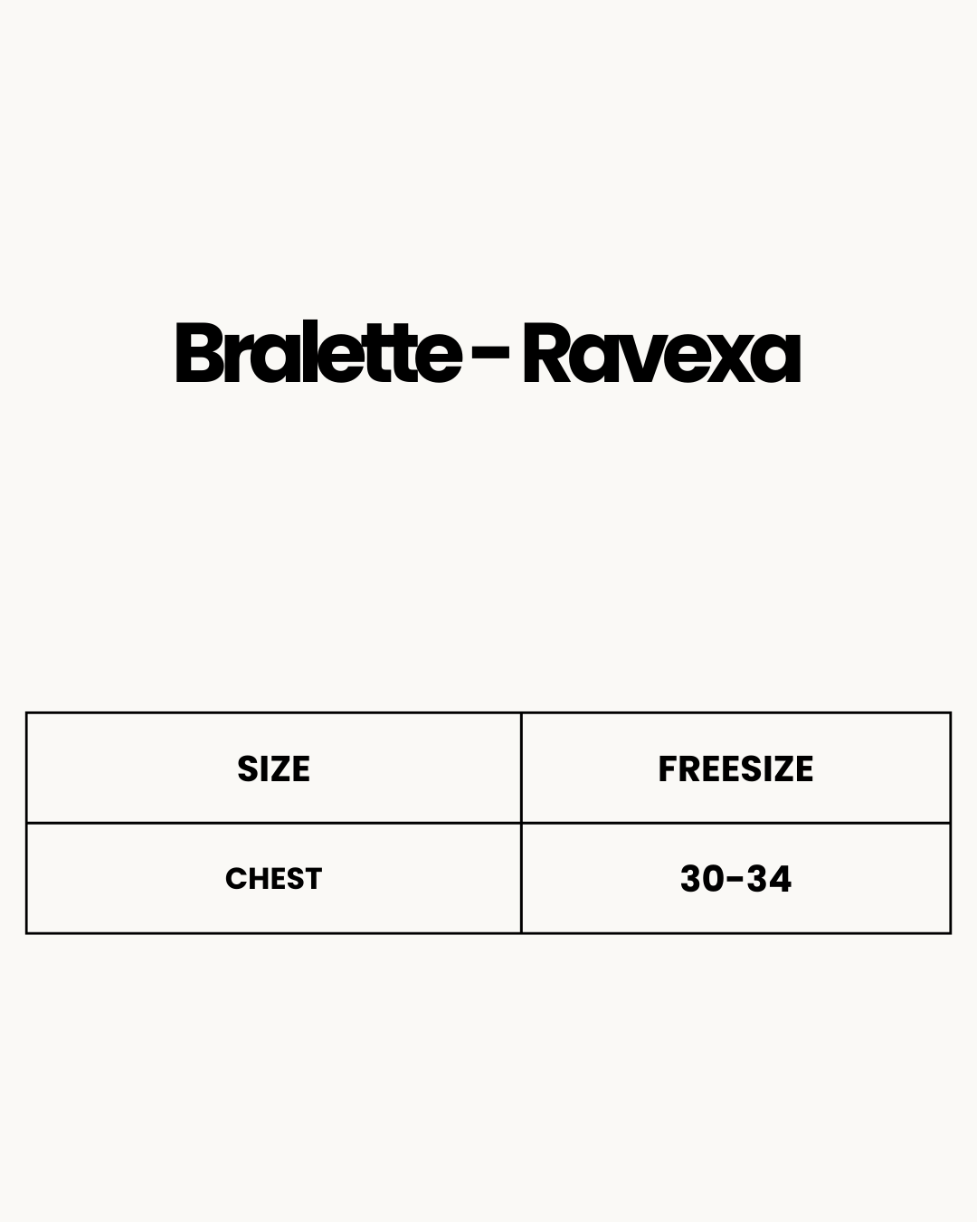 Size Chart for Bralette - Ravexa