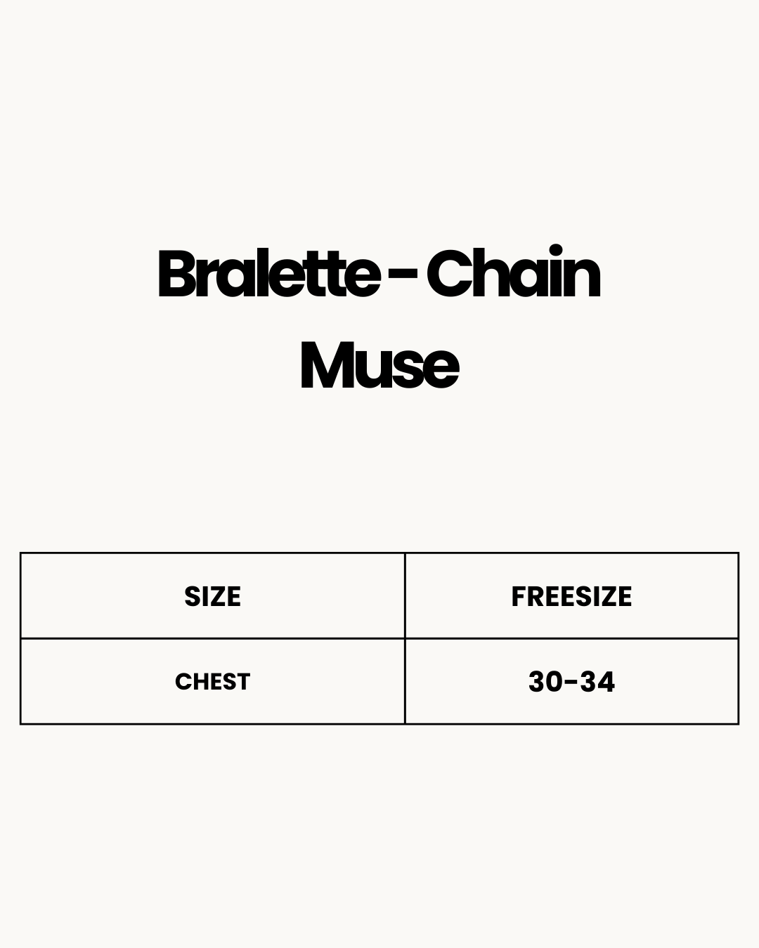 Size Chart for Bralette - Chain Muse