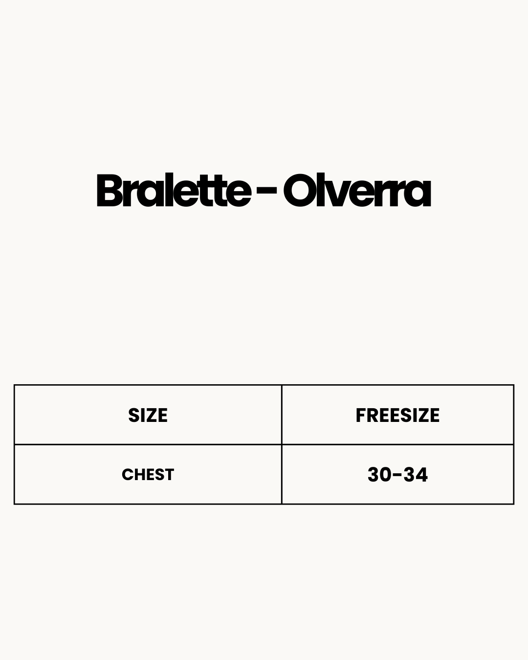 Size Chart for Bralette - Olverra
